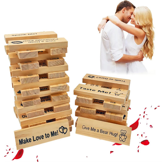 Couple's Intimacy Jenga Game – Romantic Valentine’s Night Stacking Blocks Party Game